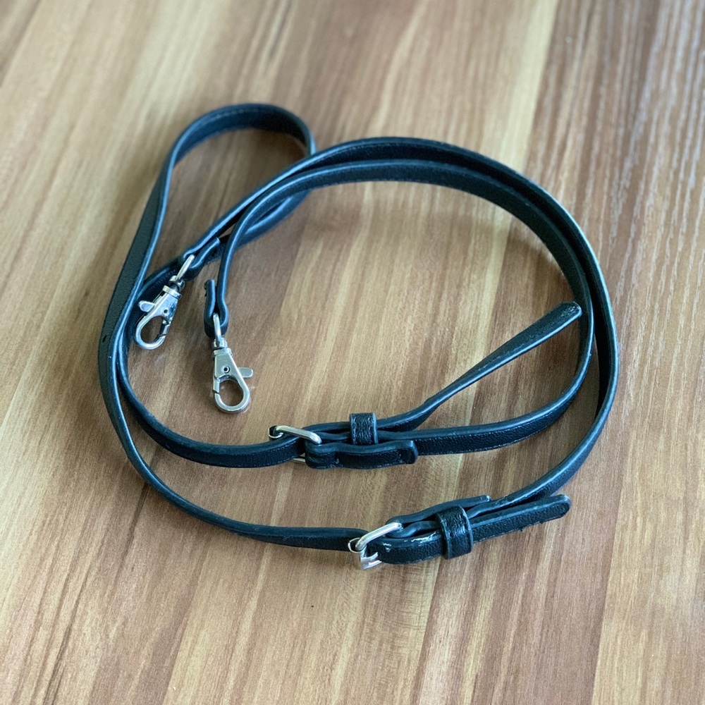 Bandolier like Pebble pleather Adjustable Strap in Black/Silver